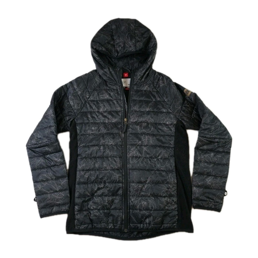 686 GLCR Project Thermal Puff Hooded Jacket Black Floral Full-Zip Womens Medium